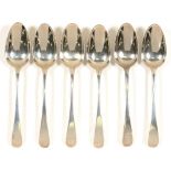 A SET OF SIX GEORGE III SILVER TABLE SPOONS, OLD ENGLISH PATTERN, LONDON 1784, 14OZS 4DWTS++GOOD