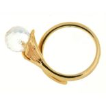 A CRYSTAL BALL RING, BY URI GELLER, IN 9CT GOLD, OPEN HOOP, 4G, SIZE M++IN GOOD CONDITION