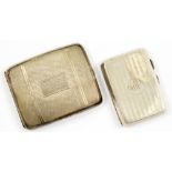 A GEORGE V SILVER CIGARETTE CASE, 10 X 8.5 CM, BIRMINGHAM 1918 AND ANOTHER, 8.5 X 6 CM, UNMARKED,