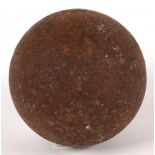 ENGLISH CIVIL WAR. AN IRON CANNONBALL, 11CM D, 17TH C, UNDERSTOOD TO HAVE BEEN RECOVERED FROM THE