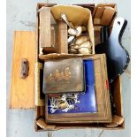 MISCELLANEOUS ITEMS, INCLUDING A VICTORIAN CRYSTOLEUM, CHINESE LACQUER BOX AND MISCELLANEOUS