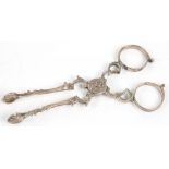 A PAIR OF GEORGE III SILVER SUGAR NIPS, 12 CM L, MARKS RUBBED, C1780, 1OZ 3DWTS++GOOD CONDITION