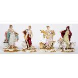 A SET OF FOUR VOLKSTEDT FIGURES OF SEASONS, 13CM H AND CIRCA, UNDERGLAZE MARK, C1910