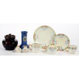 AN AUSTRIAN PORCELAIN TEASET FOR ONE, PAINTED WITH FLOWERS ON A SHADED BLUE GROUND AND GILT AND A