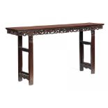 A CHINESE HONGMU ALTAR TABLE, 19TH C 105cm h; 46 x 210cm++Complete, good condition