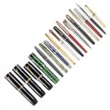 SEVENTEEN MISCELLANEOUS VINTAGE AND MODERN JAPANESE AND OTHER FOUNTAIN PENS including silver,