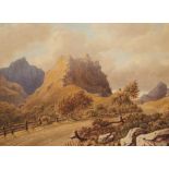 ENGLISH SCHOOL, EARLY 19TH CENTURY CASTLE IN A MOUNTAINOUS LANDSCAPE watercolour, 35 x 47.5cm++In