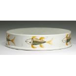 A PRATT WARE CHAR DISH, C1820 the sides painted with five fish in brown, yellow ochre and green,