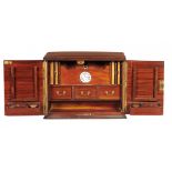 AN EDWARD VII MAHOGANY STATIONERY BOX, C1900-10 crossbanded in satinwood and line inlaid, the