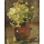 GABRIEL FIRMIN ROGIER (B. 1861) YELLOW FLOWERS signed, oil on board, 22 x 18cm++Good condition,