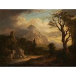 PATRICK NASMYTH (1787-1831) LANDSCAPE WITH FIGURES oil on canvas, 67 x 87.5cm++Restored, lined