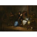 FOLLOWER OF DAVID TENIERS THE YOUNGER AN INN SCENE oil on canvas, 45 x 63.5cm++In restored ready