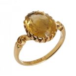 AN EDWARDIAN CITRINE RING bow back facet detail, in 18ct gold, Birmingham 1904, 4.5g, size P++In