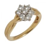 A DIAMOND FLOWER CLUSTER RING in 18ct gold, 4.5g, size N++In good condition