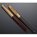 TWO PARKER GOLD PLATED FOUNTAIN PENS including 61, both with original guarantee and box++In as found