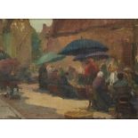 FOLLOWER OF HERBERT DAVIS RICHTER A SUNLIT CONTINENTAL MARKET SCENE oil on canvas board, 32 x