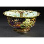 A WEDGWOOD FAIRYLAND LUSTRE K'ANG HSI BOWL DESIGNED BY DAISY MAKEIG-JONES, C1920 the exterior