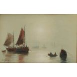 C FLETCHER (FL LATE 19TH CENTURY) FISHING BOATS AT DAWN signed, oil on canvas, 18.5 x 29cm++In