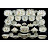 A MASON' S IRONSTONE DINNER SERVICE, C1813-22 printed and painted with a Chinese style pattern,
