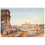GABRIELE CARELLI (1821-1900) THE FORUM ROME signed and inscribed ROMA, watercolour, 36.5 x 55cm,