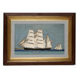 A SAILOR'S SILK AND WOOLWORK PICTURE OF THE THREE MASTED BARQUE "BURMAH" OF DUNDEE , LATE 19TH C the