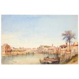 GABRIELE CARELLI (1821-1900) THE RIVER TIBER ROME signed and inscribed ROMA, watercolour, 32 x 50cm,