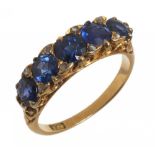 A VICTORIAN SAPPHIRE AND ROSE CUT DIAMOND RING the sapphires approx 1.7 ct, in gold marked 18ct, 4.