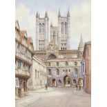 †ALBERT HENRY FINDLEY (1880-1975) EXCHEQUER GATE LINCOLN; TUDOR GATEWAY AND GATE HOUSE LEICESTER