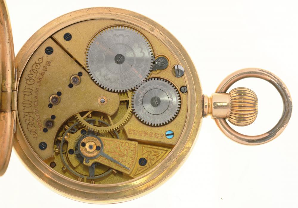 AN AMERICAN GOLD KEYLESS LEVER WATCH, AMERICAN WALTHAM WATCH CO, 6364532, EARLY 20TH C with enamel - Image 2 of 2