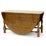 A 19TH C STYLE OAK GATELEG TABLE, 75CM H; 138 X 200CM