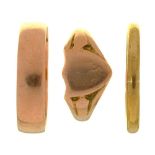 THREE 9CT GOLD RINGS, 8G, SIZE M - V++GENERAL WEAR CONSISTENT WITH AGE