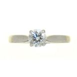 A DIAMOND SOLITAIRE RING, THE BRILLIANT CUT DIAMOND 0.5CT, H COLOUR, SI1 CLARITY APPROX, IN PLATINUM