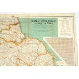 A FOLDING MAP OF NORTH AND CENTRAL ENGLAND AND PART OF WALES, PUBLISHED BY BRITISH GEOGRAPHICAL