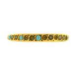 A VICTORIAN TURQUOISE AND PEARL RING, IN 22CT GOLD, 2G, SIZE L½++SOME STONES DEFICIENT