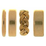 FOUR 9CT GOLD RINGS, 14.5G, SIZES P - T++GENERAL WEAR CONSISTENT WITH AGE