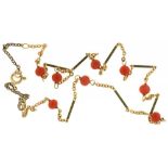 A CORAL BEAD NECKLACE, GOLD CLASP MARKED 9CT, 40CM L APPROX, 4.5G++GENERAL WEAR CONSISTENT WITH AGE