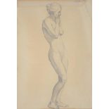 20TH C SCHOOL, NUDES, A PAIR, ONE INDISTINCTLY SIGNED, PENCIL, 36 X 25CM