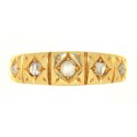 A ROSE CUT DIAMOND RING, IN 18CT GOLD, BIRMINGHAM 1876, 3.5G, SIZE O++HOOP SHOWS EVIDENCE OF