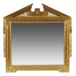 A KENTIAN REVIVAL GILTWOOD OVERMANTEL MIRROR, LATE 19TH C, with egg and dart surround, 130cm h,