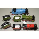 THREE VARIOUS O-GAUGE ELECTRIC LOCOMOTIVES AND FOUR TENDERS