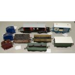 MISCELLANEOUS O-GAUGE ROLLING STOCK AND THREE HORNBY ELECTRIC SWITCHES