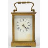 A FRENCH BRASS CARRIAGE TIMEPIECE, 10.5CM H EXCLUDING HANDLE, EARLY 20TH C