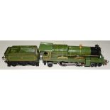 A 4-4-2 O-GAUGE ELECTRIC CAERPHILLY CASTLE LOCOMOTIVE AND TENDER