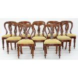 A SET OF TEN VICTORIAN MAHOGANY DINING CHAIRS