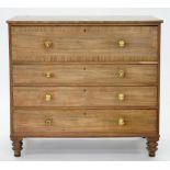 A VICTORIAN MAHOGANY CHEST OF DRAWERS ON TURNED FEET, 111CM H; 125 X 59CM