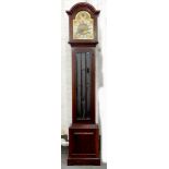 A MAHOGANY LONGCASE CLOCK WITH SILVERED BRASS DIAL, 214CM H