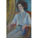 LYDIA ROUNDELL, PORTRAIT OF A SEATED GENTLEMAN, SIGNED, OIL ON BOARD, 75 X 50CM