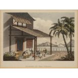 19TH C COLOURED ENGRAVINGS, THE TEA TRADE, A SET OF FOUR, 11 X 14CM