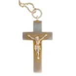 A SILVER GILT CROSS ON SILVER CHAIN, LONDON 1956, 13G++WEAR CONSISTENT WITH AGE