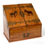 A BRASS MOUNTED WALNUT STATIONERY BOX, EARLY 20TH C, 39CM W